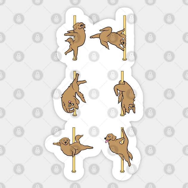 Golden Retriever Pole Dancing Club Sticker by huebucket